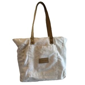 Cozy Earth Zippered Canvas Tote Bag Leather Handles  Pink Splatter 12x10" Travel